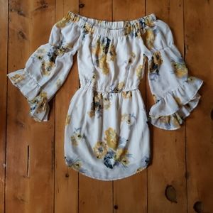 Off shoulder floral boho dress